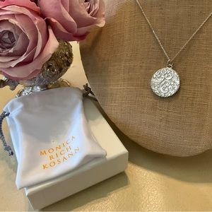 NEW MONICA RICH KOSANN Sterling Silver Round Floral Half Locket